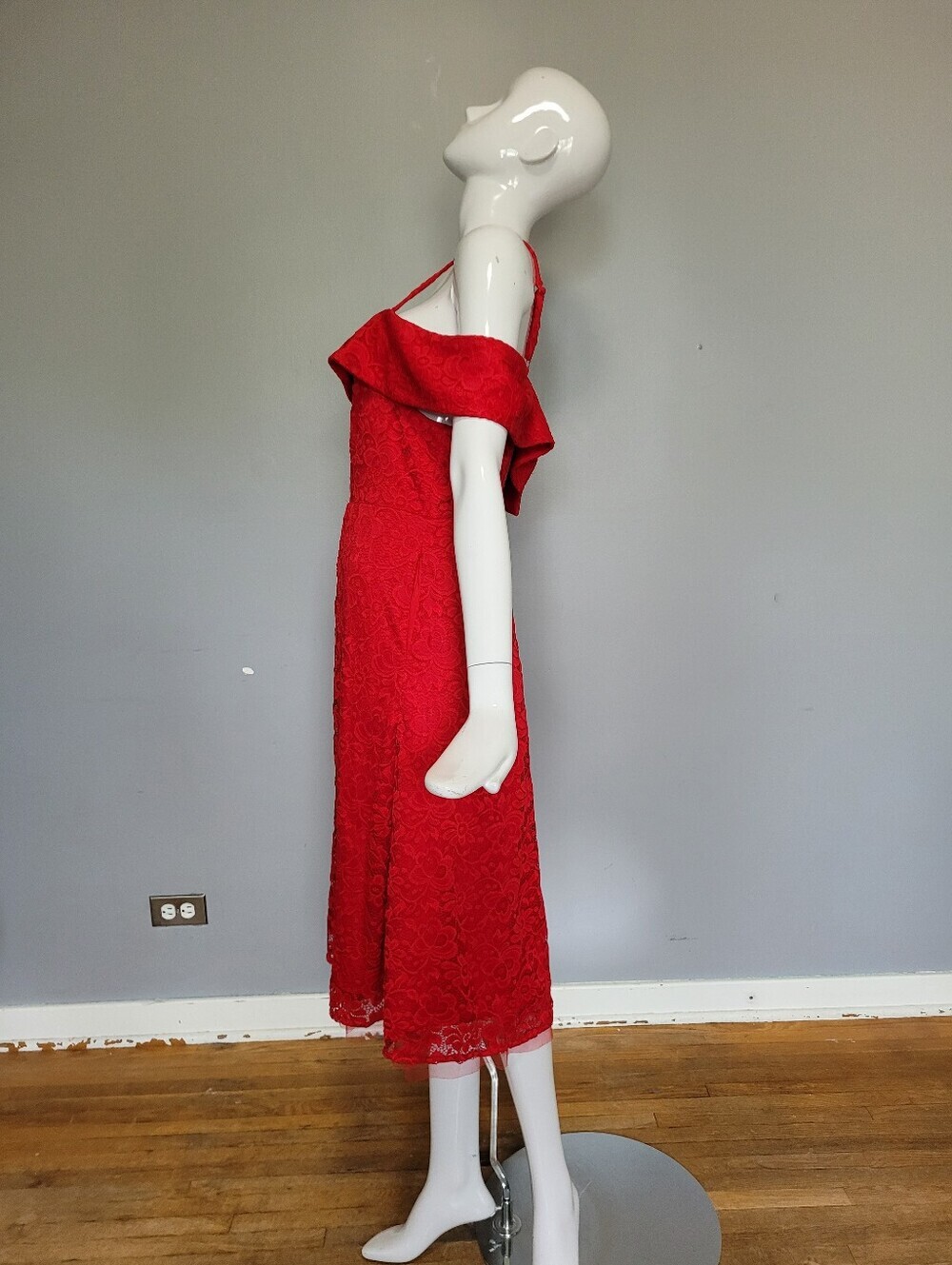 Torrid Red Lace Off-The-Shoulder Skater Midi Dress, Size 24 - Picture 6 of 9
